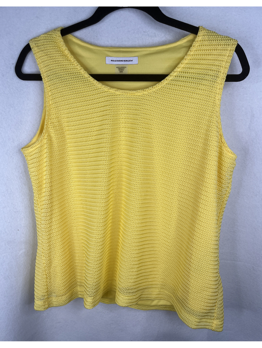 Allison Daley Women Yellow Tank Top Medium M Lined Textured Mesh